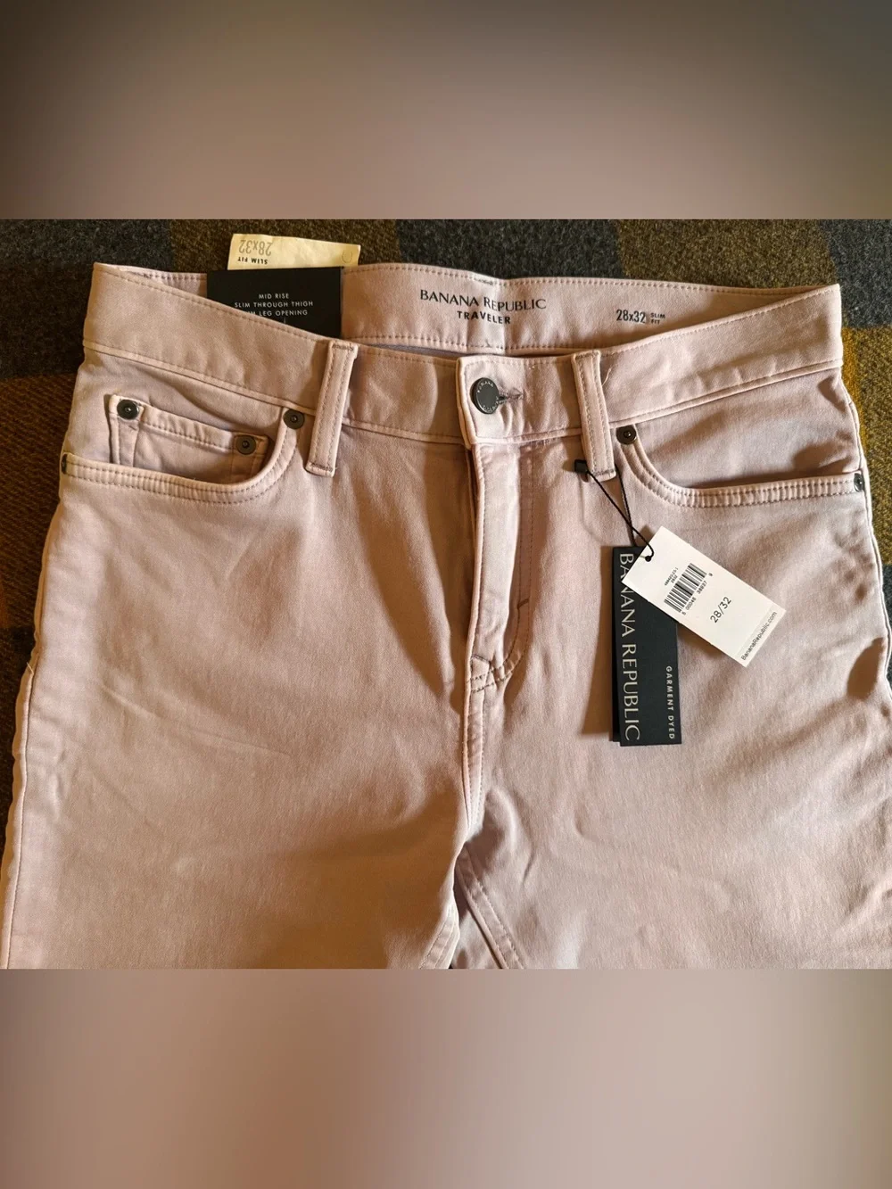 Banana Republic Travelers Super Comfortable Stretch Slim Fit Pant in Pale Pink